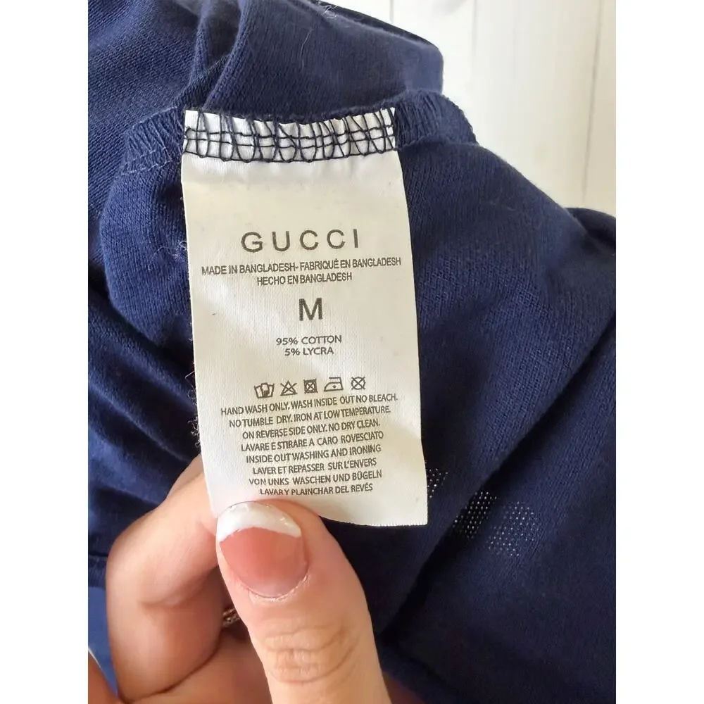 Gucci Blue Cotton Polo Shirt Men's Size M Pre-Owned